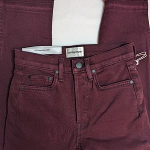 COTTON CITIZEN High Split Skinny Leg Jeans Sangria Waist Size 22 New